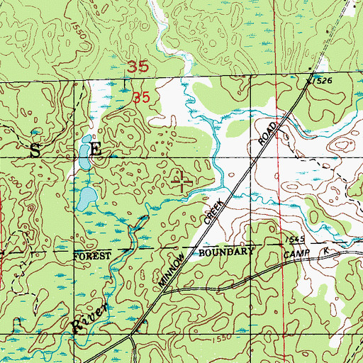 Topographic Map of Minnie Creek, WI