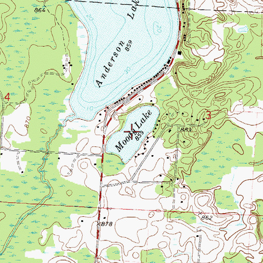 Topographic Map of Moody Lake, WI