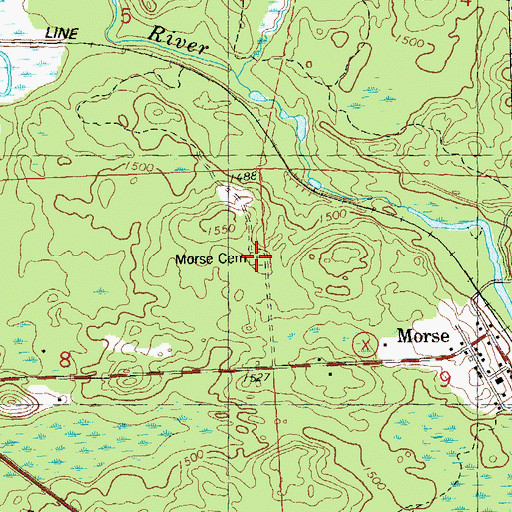Topographic Map of Morse Cemetery, WI