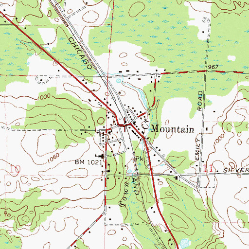 Topographic Map of Mountain, WI