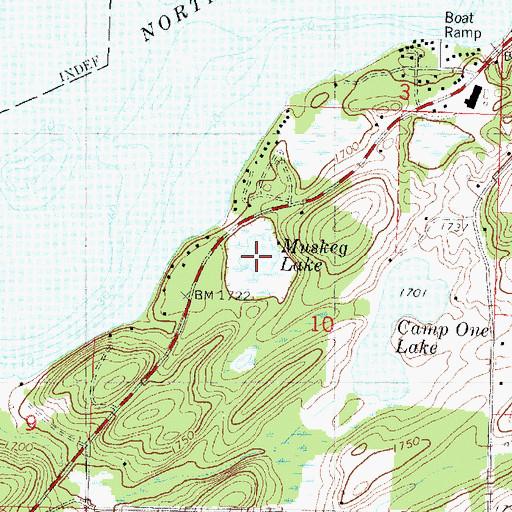 Topographic Map of Muskeg Lake, WI