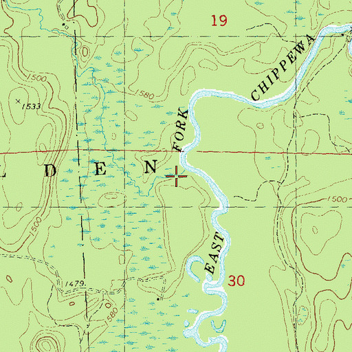 Topographic Map of Muskellunge Creek, WI