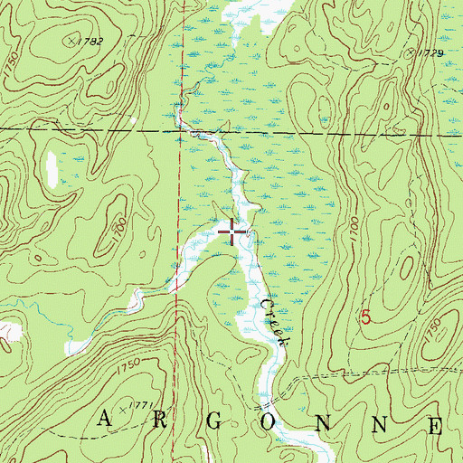 Topographic Map of North Branch McDonald Creek, WI