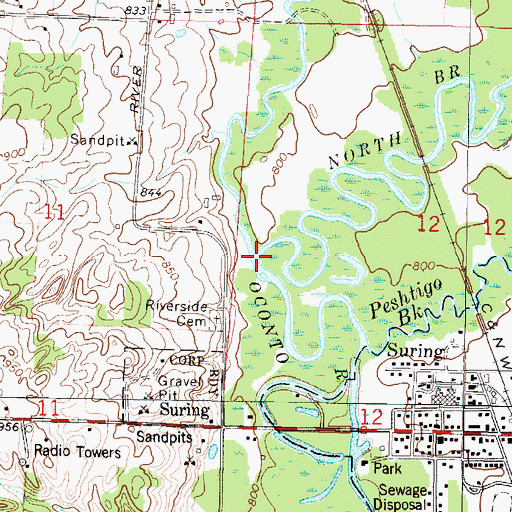 Topographic Map of North Branch Oconto River, WI
