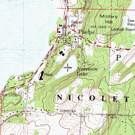 Topographic Map of Noseeum Lake, WI