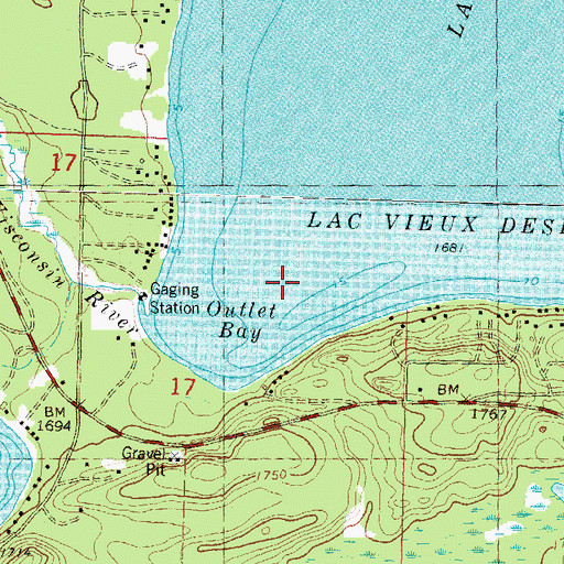 Topographic Map of Outlet Bay, WI