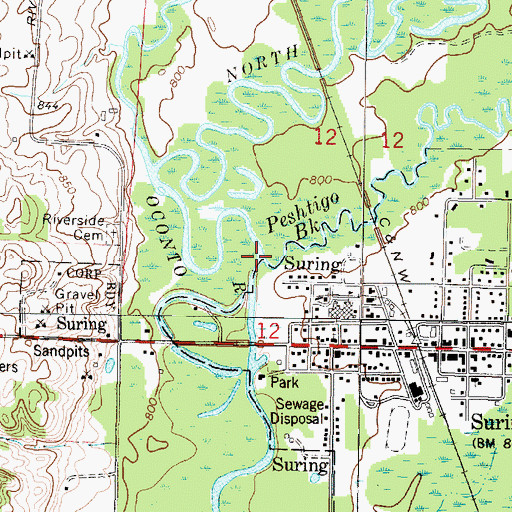 Topographic Map of Peshtigo Brook, WI