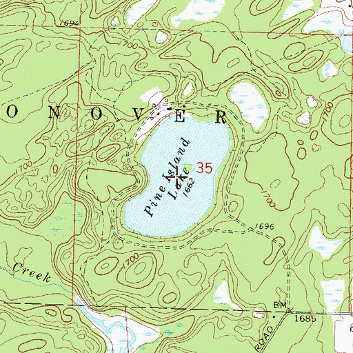 Topographic Map of Pine Island Lake, WI