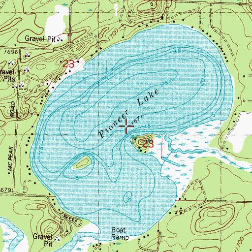 Topographic Map of Pioneer Lake, WI