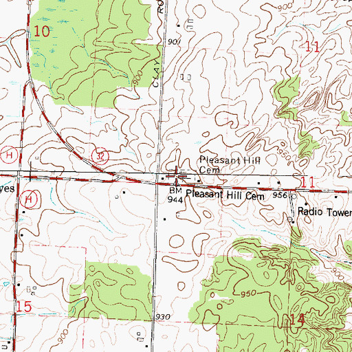 Topographic Map of Pleasant Hill Cemetery, WI