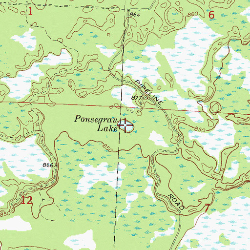 Topographic Map of Ponsegrau Lake, WI