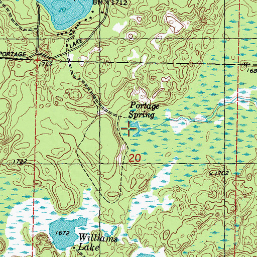 Topographic Map of Portage Spring, WI