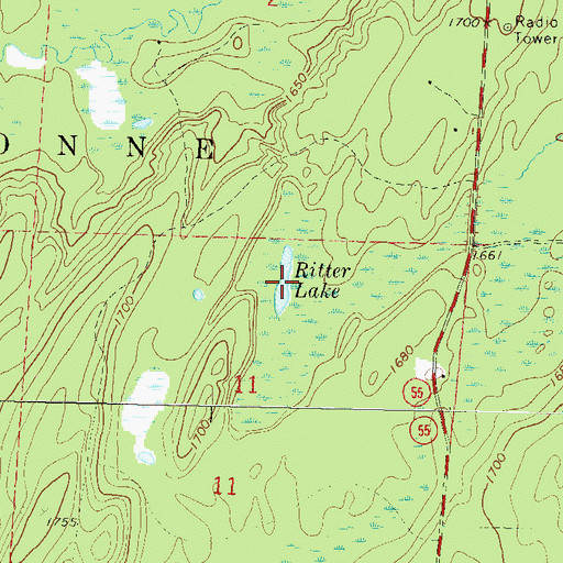 Topographic Map of Ritter Lake, WI