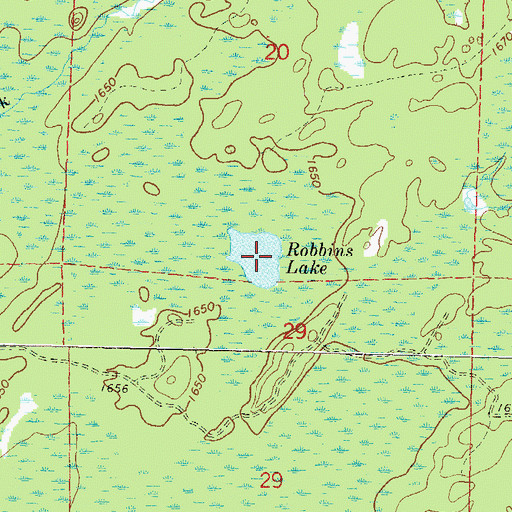 Topographic Map of Robbins Lake, WI