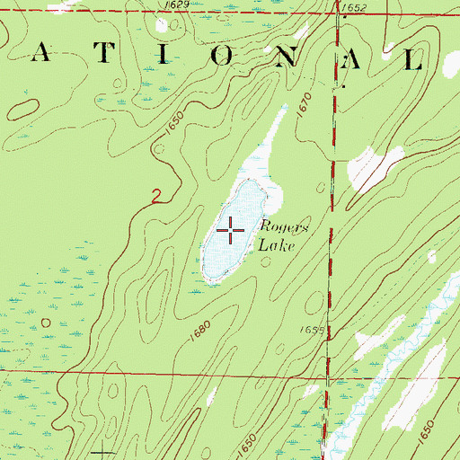 Topographic Map of Rogers Lake, WI