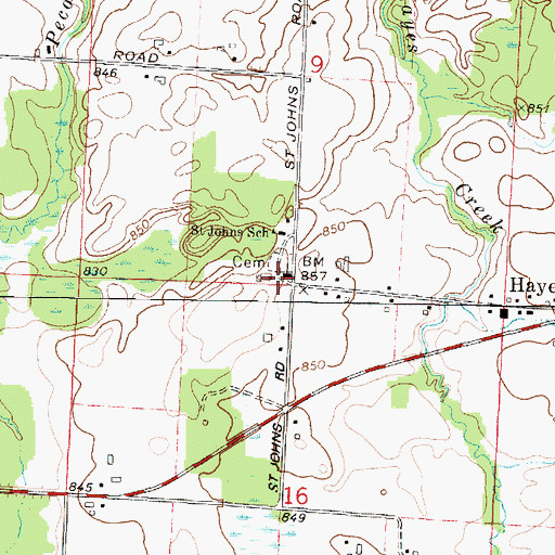 Topographic Map of Saint John Lutheran Church and School, WI