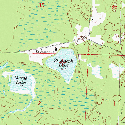 Topographic Map of Saint Joseph Lake, WI