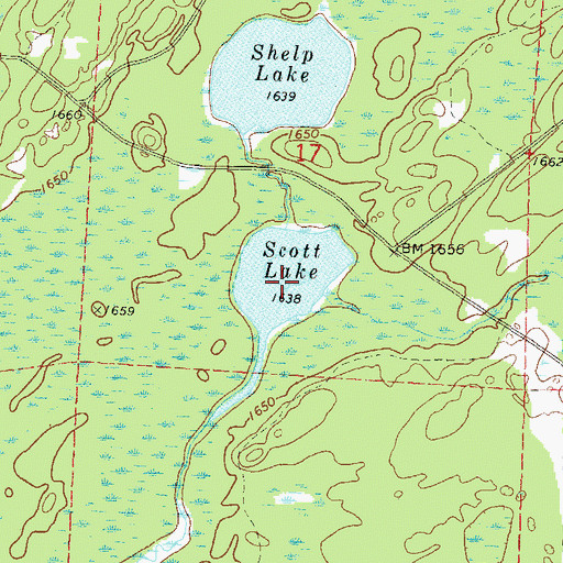 Topographic Map of Scott Lake, WI