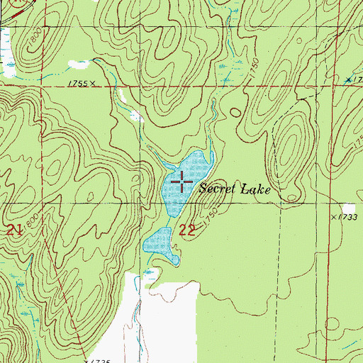 Topographic Map of Secret Lake, WI