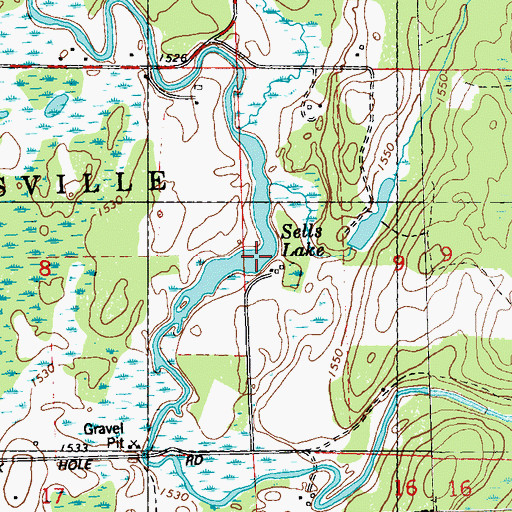 Topographic Map of Sells Lake, WI