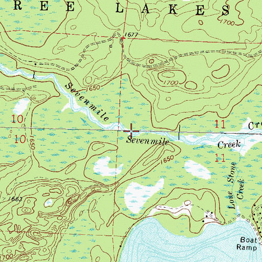 Topographic Map of Sevenmile Creek, WI