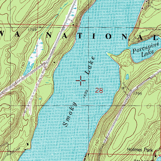 Topographic Map of Smoky Lake, MI