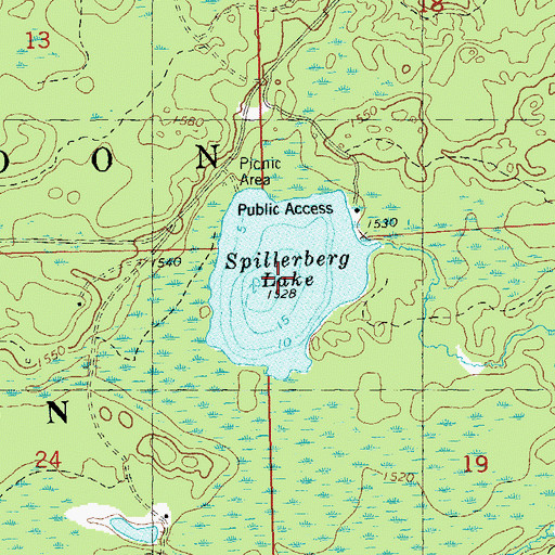 Topographic Map of Spillerberg Lake, WI