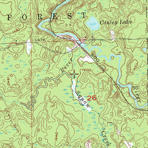 Topographic Map of Squaw Creek, WI