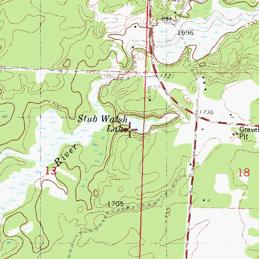 Topographic Map of Stub Walsh Lake, WI