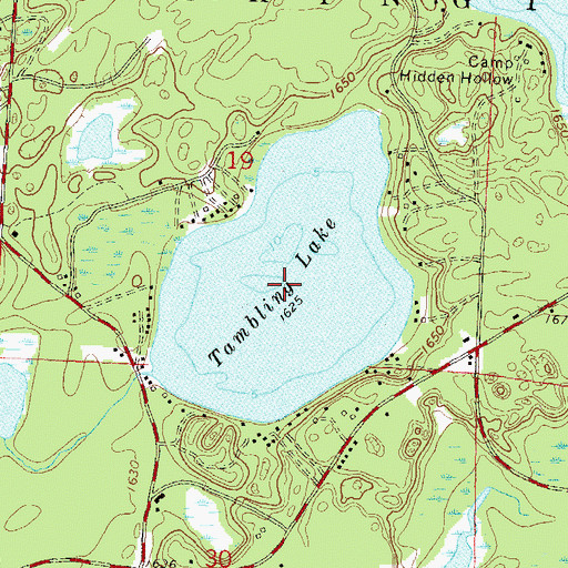 Topographic Map of Tambling Lake, WI