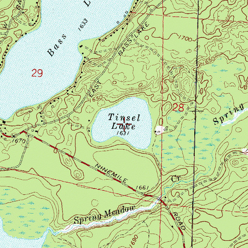 Topographic Map of Tinsel Lake, WI