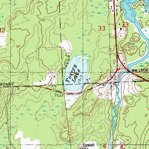 Topographic Map of Torrey Lake, WI