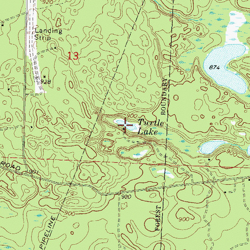 Topographic Map of Turtle Lake, WI