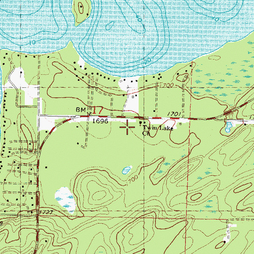Topographic Map of Twin Lake Church, WI