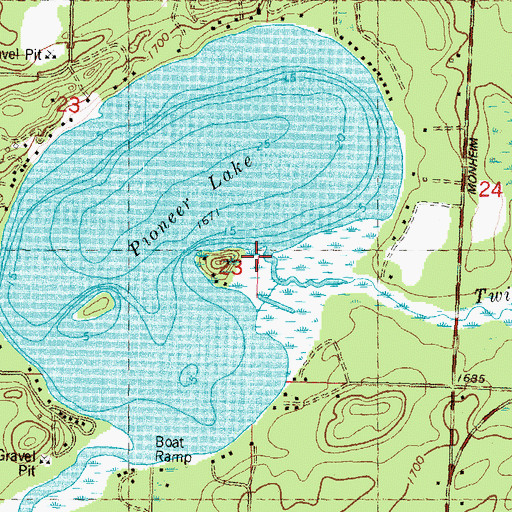 Topographic Map of Twin River, WI