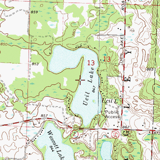 Topographic Map of Ucil Lake, WI