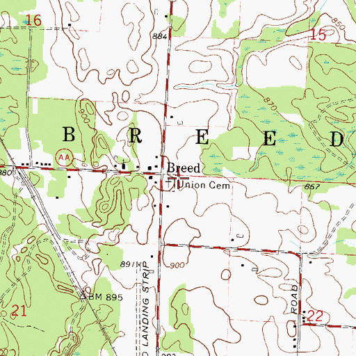 Topographic Map of Union Cemetery, WI