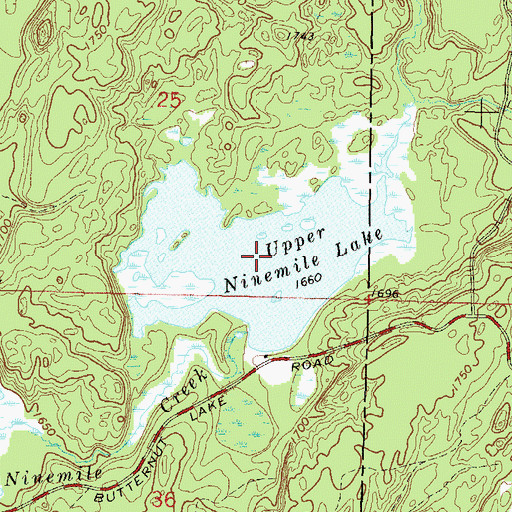 Topographic Map of Upper Ninemile Lake, WI