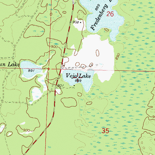 Topographic Map of Vejo Lake, WI