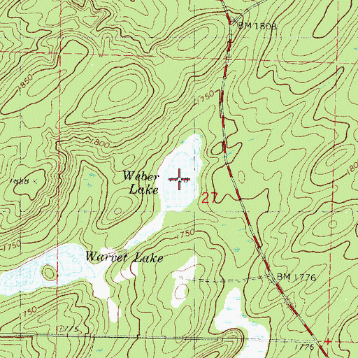 Topographic Map of Weber Lake, WI