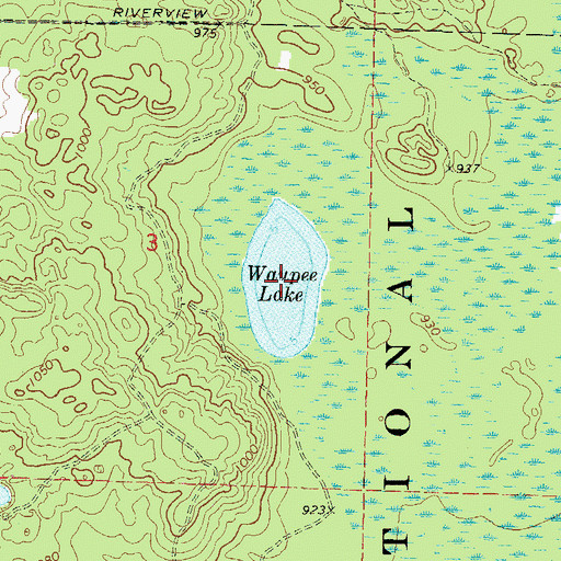 Topographic Map of Waupee Lake, WI