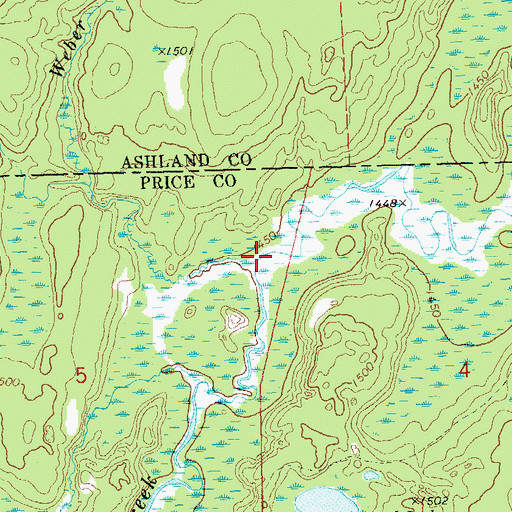 Topographic Map of Weber Creek, WI