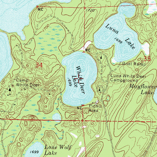 Topographic Map of White Deer Lake, WI