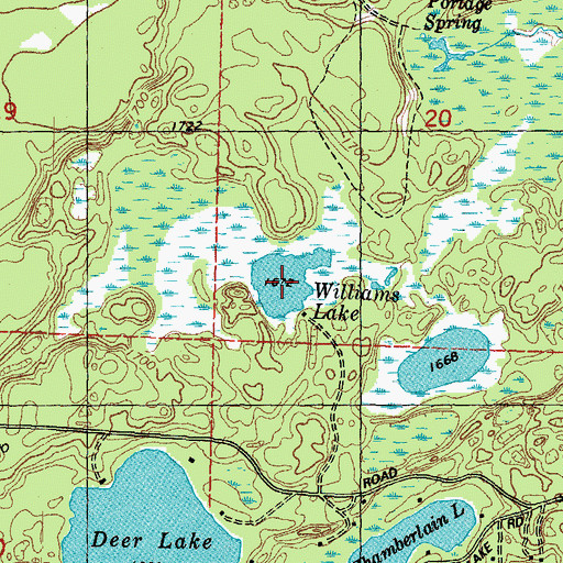 Topographic Map of Williams Lake, WI