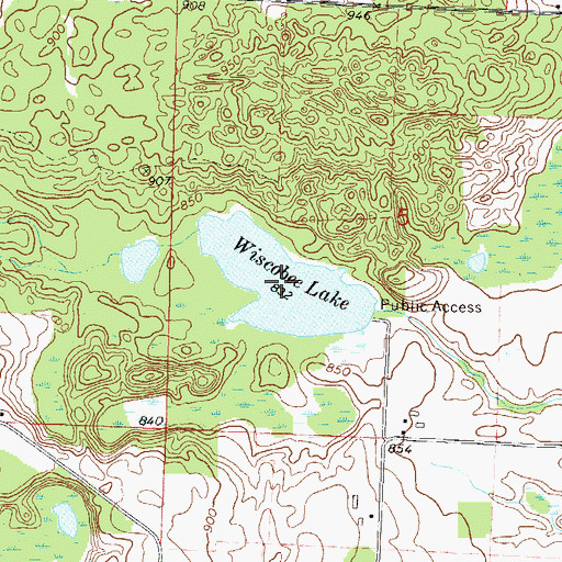 Topographic Map of Wiscobee Lake, WI