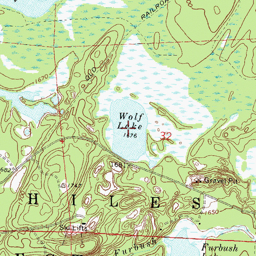 Topographic Map of Wolf Lake, WI