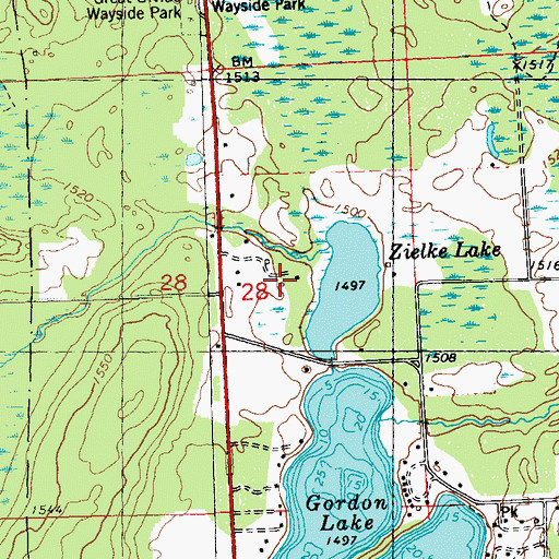 Topographic Map of Zielke Lake, WI