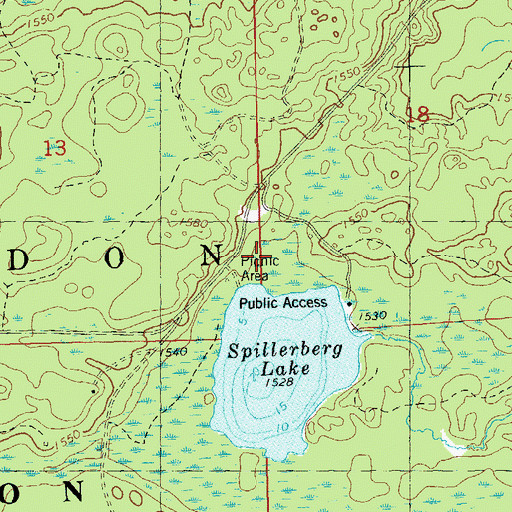 Topographic Map of Spillerberg Lake, WI