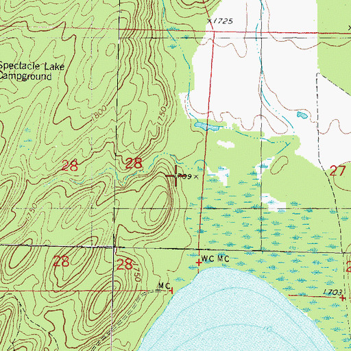 Topographic Map of Kentuck-Spectacle Lake Trail, WI