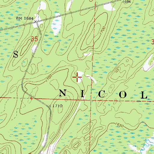 Topographic Map of Headwaters Wilderness, WI